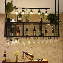 Portabottiglie sospeso Portabottiglie da appendere e portabottiglie adatto per la conservazione di bicchieri da vino Portabottiglie industriale da soffitto a 2 livelli Portabottiglie Cocktail o Flut