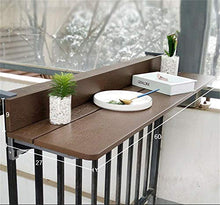 Balcone sospeso Tavolo pieghevole - imitazione in legno - Tavolo da terrazzo pieghevole Regolabile Scrivania portatile, Bar Patio Ringhiera Tavolo pieghevole Patio del giardino,Marrone,27 * 60cm