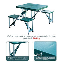 Outsunny Tavolo da Picnic con 4 Sedie Richiudibile a Valigetta Pieghevole Portatile Alluminio 84.5 × 39 × 10cm