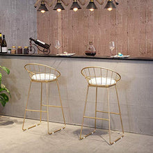 GYPPG Sgabello Bar, sgabelli Cucina per la Colazione, Sedia con poggiapiedi Alto con Gambe in Metallo Dorato e poggiapiedi, Design Moderno, Altezza Seduta 29,5 Pollici