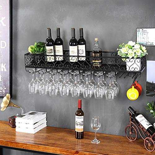 FPigSHS Porta Bottiglie da Vino Portabottiglie da Parete, Supporto per Bicchiere di Vino Appeso Multifunzione, Scaffale di stoccaggio di Arte del Ferro Portabicchieri Calice per l'Home Bar Restaurant