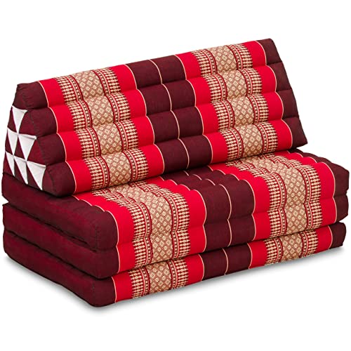 livasia | Cuscino Thai XXL Triangolare con Materasso ripiegato in 3 | Materassino Thai in kapok in Formato Extralarge