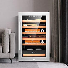 VIY Umidificatore per Sigari, Humidor, 12-23 °C, Touch Display Digitale, 38 Db, Illuminazione A LED, 70 L, 400 Sigari, Ripiani in Legno di Cedro, Argento