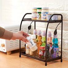 &ripiano di stoccaggio Mensole da cucina, Scaffale autoportante multifunzione in metallo for uso domestico, Vasetti e utensili, Organizzatore di stoccaggio for mensole for bagno-Nero Scaffale di finit