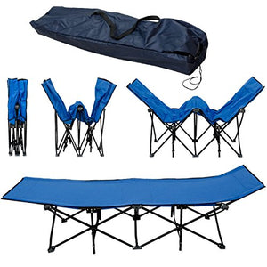AMANKA Lettino da Campeggio per abbronzarsi branda brandina Letto da Campo | Struttura in acciao Pieghevole 10 Gambe | ca 190x70cm | Azzurro
