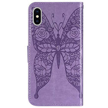 ikasus Cover iPhone XS Max Custodia,Goffratura fiore farfalla Flip Custodia Funzione Stand PU Premium Protezione Super Sottile TPU Interno Case Porta Carte credito Custodia Cover
