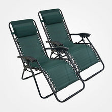 Domaier - Sdraio per Giardino, Sedia Pieghevole A gravità Zero, 165 x 112 x 65 cm, Verde, con Cuscino, Textilene, Pacco da 2, Carico Massimo: 100 kg, Dimensioni Non Piegato: 165 x 112 x 65 cm