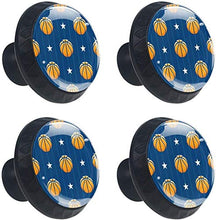 Motivo a stelle da basket a strisce blu Pomelli per Porta Set di 4 Pomelli per Mobili Manopole per Cassetti Cucina Armadio Vetro