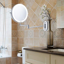 Auxmir Specchio Trucco con Ingrandimento 10X/1X, Specchio Bagno con Luci a 3 Colori, Luminosità Regolabile, Specchio Estensibile, Rotazione a 360°, Alimentato da Batterie AAA, per Bagno Hotel Spa