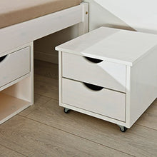 Inter Link Letto matrimoniale con scomparti e cassetti, in vero legno biologico, laccato bianco, larghezza x altezza x profondità: 209 x 48 x 186 cm