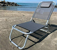 GLOBOLANDIA SRL Spiaggina Mare Grigia a 3 Posizioni in Alluminio e Textilene con Cuscino 3 Cinghie Elastiche