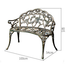Panchina del parco Sedia per divano da esterno, Chaise longue da cortile Panca in metallo Con schienale e braccioli, Mobili da giardino Posto per 2 persone Comode sedie da giardino