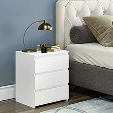 lyrlody Comodino con 3 Cassetto, Comodino Camera da Letto Comodini da Notte Comodino, 45 x 38.2 x 56 cm, Bianco