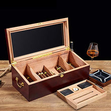Humidor in Legno di Cedro Humidor per Sigari Humidor per Sigari Ampio Display Humidor per Sigari Design della Finestra Trasparente sulla Parte Superiore può Contenere 50 Sigari