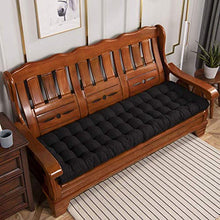Dieluny, cuscino per panca da giardino, per esterni e interni, con imbottitura in papasan, cuscini per sedia a dondolo, spessi e trapuntati, colore: nero, 52 x 150 cm