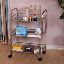 Quattro Ruote portatile strumento di archiviazione Carrello Mensola, bagno in acciaio inossidabile, facile da spostare, leggero e di grande capacità, barbiere, salone di bellezza, 2 dimensioni Utility