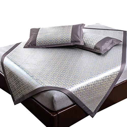 Materassino in Seta di Ghiaccio, 600D Ice Silk e 3D Maglia Traspirante, Rinfrescante e Confortevole Letto Matrimoniale, Lavabile (Color : C, Size : 1.5×1.95m)