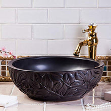 Jgophu China Artistic Porcelain - Lavabo in ceramica, realizzato a mano, colore: Nero