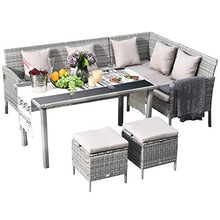 Outsunny Set 5 Pezzi Salotto da Esterno con 2 Divani 1 Tavolino 2 Sgabelli, Mobili da Giardino in Rattan Grigio