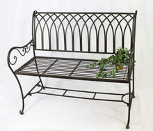 Panca Romina 90507 in Metallo Panca da Giardino Panca-Seduta Panca-Suolo 2 sedute 110cm Marrone