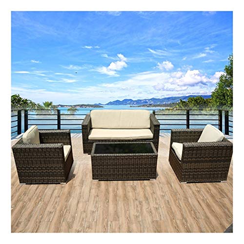 Tavolo in vimini in rattan mobili in patio e set sedia, Grande rattan Garden Sofà Mobili da giardino Mobili da giardino in rattan Set di mobili da giardino Set di tavolino da caffè tavolino da caffè P