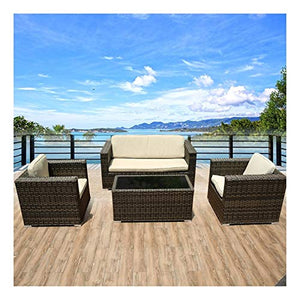 Tavolo in vimini in rattan mobili in patio e set sedia, Grande rattan Garden Sofà Mobili da giardino Mobili da giardino in rattan Set di mobili da giardino Set di tavolino da caffè tavolino da caffè P