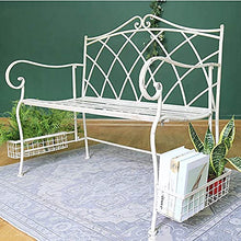 Sgabello da 51,5 pollici panchina da giardino vecchia panchina retro-made, sedute casual da cortile panca in metallo a due posti, sedia da esterno antiruggine e resistente alle intemperie mobili da