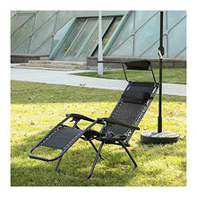Hyua Zero Gravity - Sedia reclinabile da giardino, pieghevole, con poggiatesta e parasole, per spiaggia, campeggio, carico fino a 131,5 kg