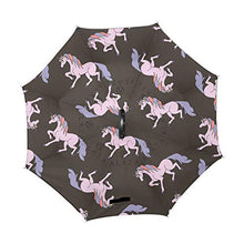 LENNEL modello di unicorno invertire pieghevole ombrello con strisce riflettenti di sicurezza notturna doppio strato antivento design C maniglia