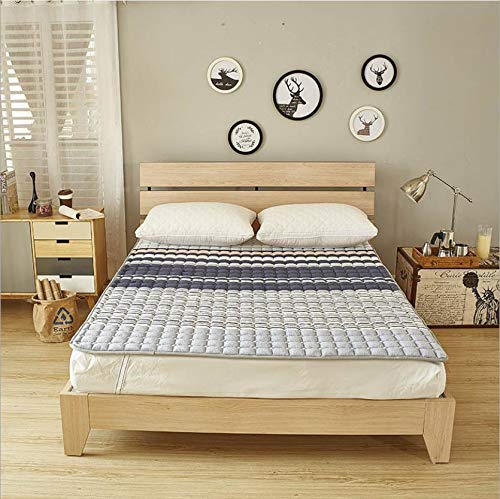Topper con Materasso Trapuntato con Cinghie,Lavabile Materasso Futon Pieghevole Tatami Stuoie Home Dormitorio Studentesco Traspirabilità Coprimaterasso -b Pieno