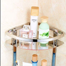 HYYDP Parete Porta Salviette Mensola sospesa a Parete in Acciaio Inox 304, Doppio Strato Bagno Doccia ripostiglio-Doppio Gancio Design Bagno Vasca Triangolare