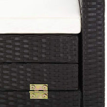 Tidyard Divano Letto per Esterni con Tetto, Divano Letto a 3 Posti Estendibile, Mobili da Giardino in Polyrattan Nero