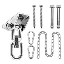 Gancio Soffitto Ganci Altalena Acciaio Inox Kit, Staffa Sacco Boxe Sospesa Amaca Altalena Accessori con Catenacatena, Capacità di Carico Fino a 450 KG 360 °Girevole, per Travi in Legno, Soffitto