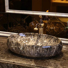 WEHOLY Lavabo in Resina Lavabo da Incasso Ovale in Pietra Naturale Lavabo antispruzzo per Hotel in Marmo Creativo retrò