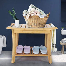 SXJ Sgabello da Bagno in Bambu con Panca Ripiano Portaoggetti Panchina Casa Colore Bamboo Naturale