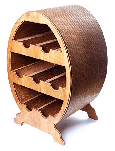 WoodenThings - Mensola per vino in compensato di betulla, ideale per soggiorno, sala da pranzo, ristorante, bar e bar, 3 scomparti, colore: Marrone scuro