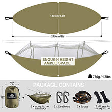 NATUREFUN Amaca da Campeggio da Viaggio | capacità di Carico 300kg,(275 x 140 cm) Traspirante Nylon da Paracadute | 2 x Moschettoni Premium,4 x Corde in Nylon Incluse | per Esterno Interno Giardino