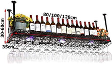 KDMB Portabottiglie di Vino da Appendere a Parete in Metallo Portabottiglie da Vino sospeso a soffitto Portabottiglie di Vino da Appendere Facile da installare (Dimensioni: 80 * 35 cm)