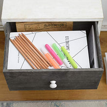 Rebecca Mobili Comodino 3 cassetti, cassettiera piccola, legno Paulownia, bianco grigio, design shabby vintage, camera bagno - Misure: 52,5 x 35 x 24 cm (HxLxP) - Art. RE4601