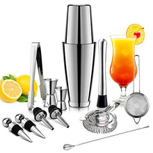 YLJB Strumenti per La Preparazione di Cocktail 13pcs / Set in Acciaio Inox Cocktail Shaker Ice Tong Mixer Bevande Boston Bartender Browser Kit Bar SetStrainer per Compleanno Portatile