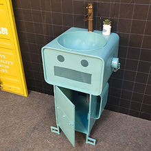 ZTGL Set di Mobili da Bagno, Mobile Lavello Bagno Industriale con Porta Singola, Design a Forma di Robot dei Cartoni, Include Accessori per L'installazione,Rosso,with Mirror
