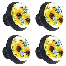 Set di 4 maniglie rotonde per armadio da cucina, credenza, cassettiera, cassettiera, con viti, per cucina, comò, armadietto, bagno, guardaroba, girasole, farfalle