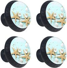 Stella Marina Conchiglia Su Teal In Legno Pomelli per Porta Set di 4 Pomelli per Mobili Manopole per Cassetti Cucina Armadio Vetro