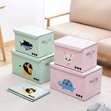 WANCR Pieghevole Scatola portaoggetti con Coperchio cubi Giocattolo per Bambini, Finitura Box Vestiti Coperta Cassette in Organizer per Camera da Letto Armadio Contenitore Green Lion