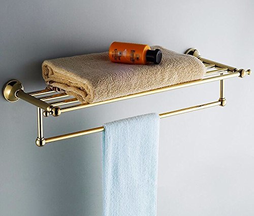 MBYW Portasciugamani Alto carico Portasciugamani da Bagno Mensola portaoggetti Porta Asciugamani con Porta Asciugamani, mensola, Supporto a Parete, portaoggetti per Bagno, Porta Asciugamani - 2266