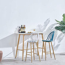 HXCD Sedie da banco da Cucina per Colazione, Sgabello Alto con Schienale, Sgabello da Bar Blu Grigio con poggiapiedi, Struttura in Metallo, Cuscino in Tessuto, Altezza Seduta: 67 cm / 79 cm