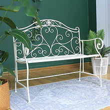 Panchina da giardino per uso domestico Cortile Sedia doppia, Panca decorativa per portico per il tempo libero in ferro battuto in metallo, Panca retrò con schienale e bracciolo cavi, Adatto per prato