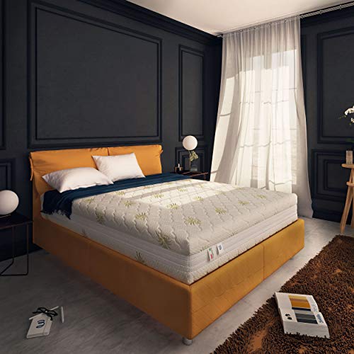 Baldiflex Emporio Materasso Matrimoniale Memory Plus Top 4 Strati 170 x 190 cm Alto 25 cm - Rivestimento Sfoderabile Aloe Vera Cus. Saponetta incl.