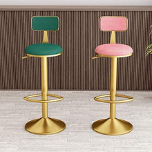Ljings - Sgabello da bar con design moderno, regolabile, con cuscino in velluto e poggiapiedi, da cucina, colore: Rosa