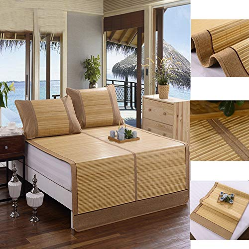 YJFENG Tappeti Estivi, bambù E Rattan Liscio E Morbido Raffreddare Senza Ghiaccio Stuoia Pieghevole per Aria Condizionata per Dormitorio Singolo per Studenti (Color : Brown, Size : 1.35x1.95m)